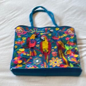 Colorful Parrot Print Tote Bag